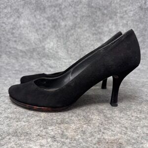 Stuart Weitzman Black Suede Pumps Size 7 M Tortoise Shell Platform Kitten Heel